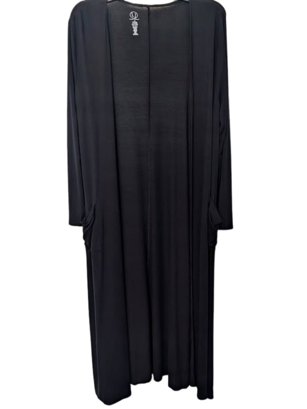 Laura‎ Janelle long black duster cardigan with pockets L/XL NWOT